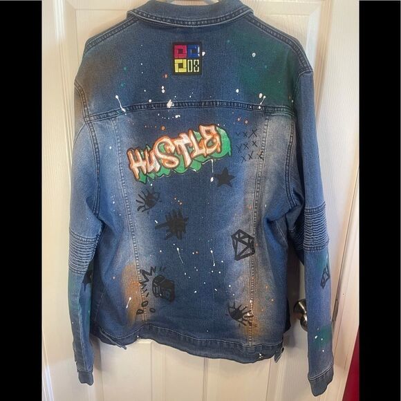 Demolition brand graffiti jean jacket sz XL - Picture 2 of 7